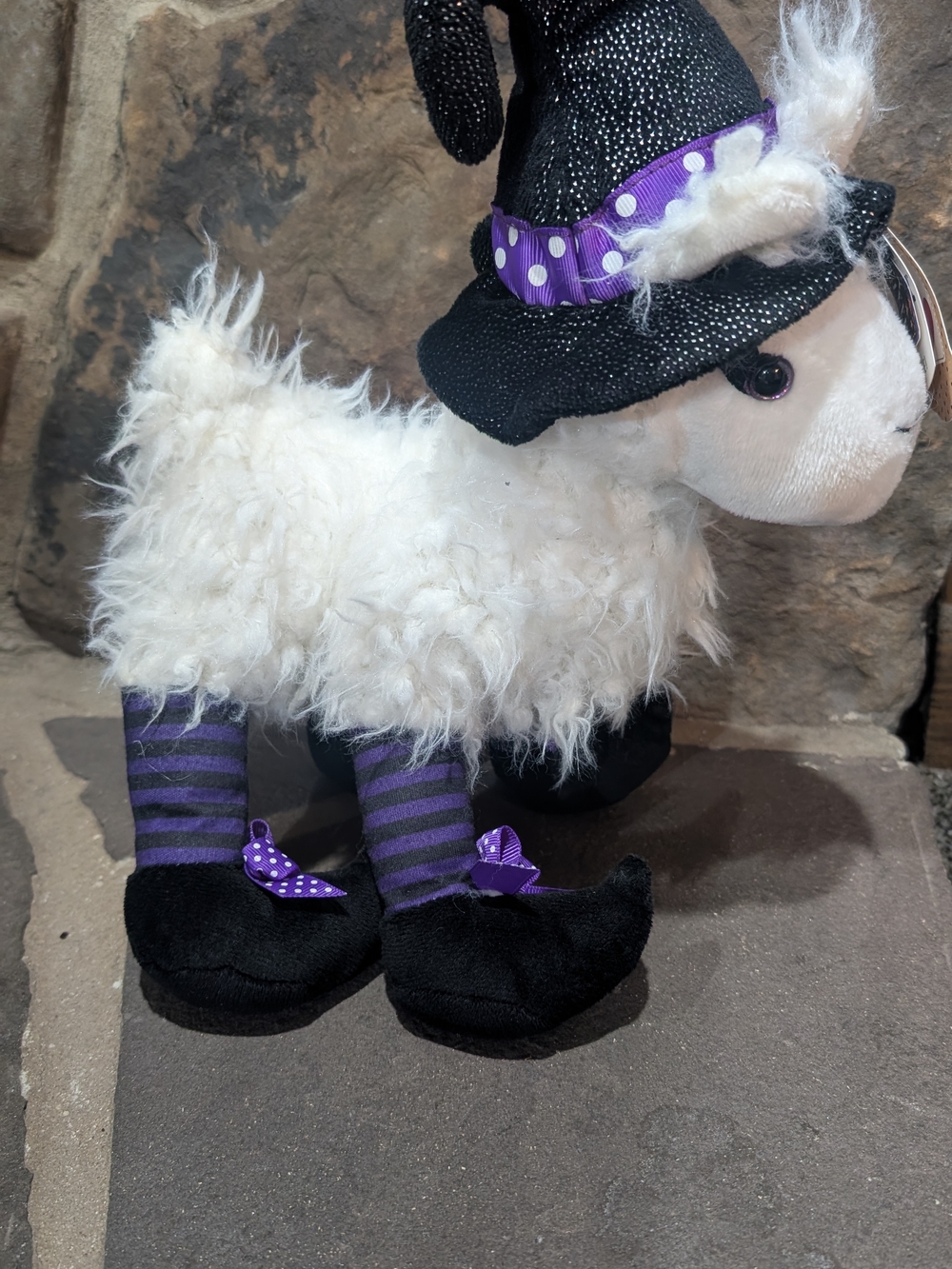 GANZ White Plush Sheep Witch with Black Hat and Purple Accents